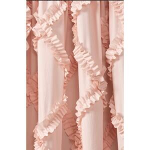 Lush Decor Bedroom Curtain Panel Pink Ruffle 72”X72” Girlie Feminine Shabby Chic